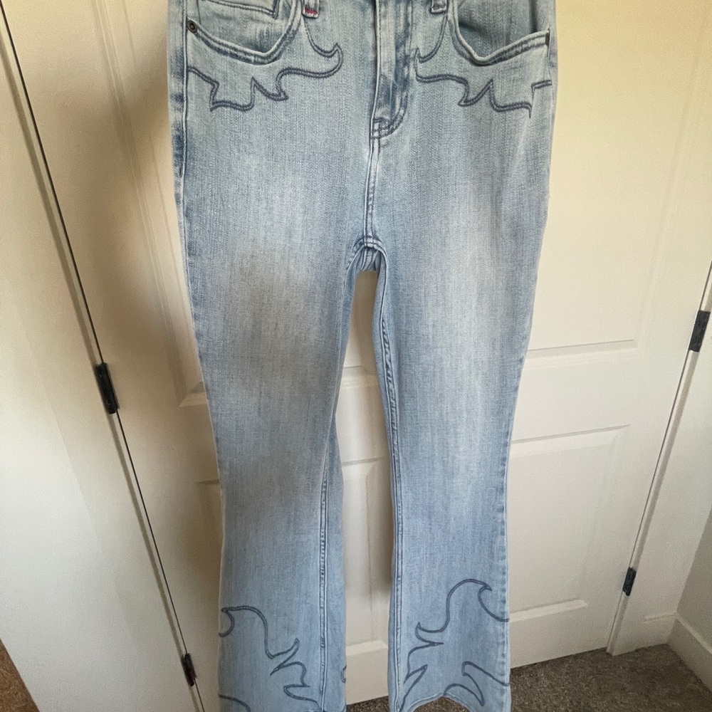 Light Blue Embroidered Women's Jeans
